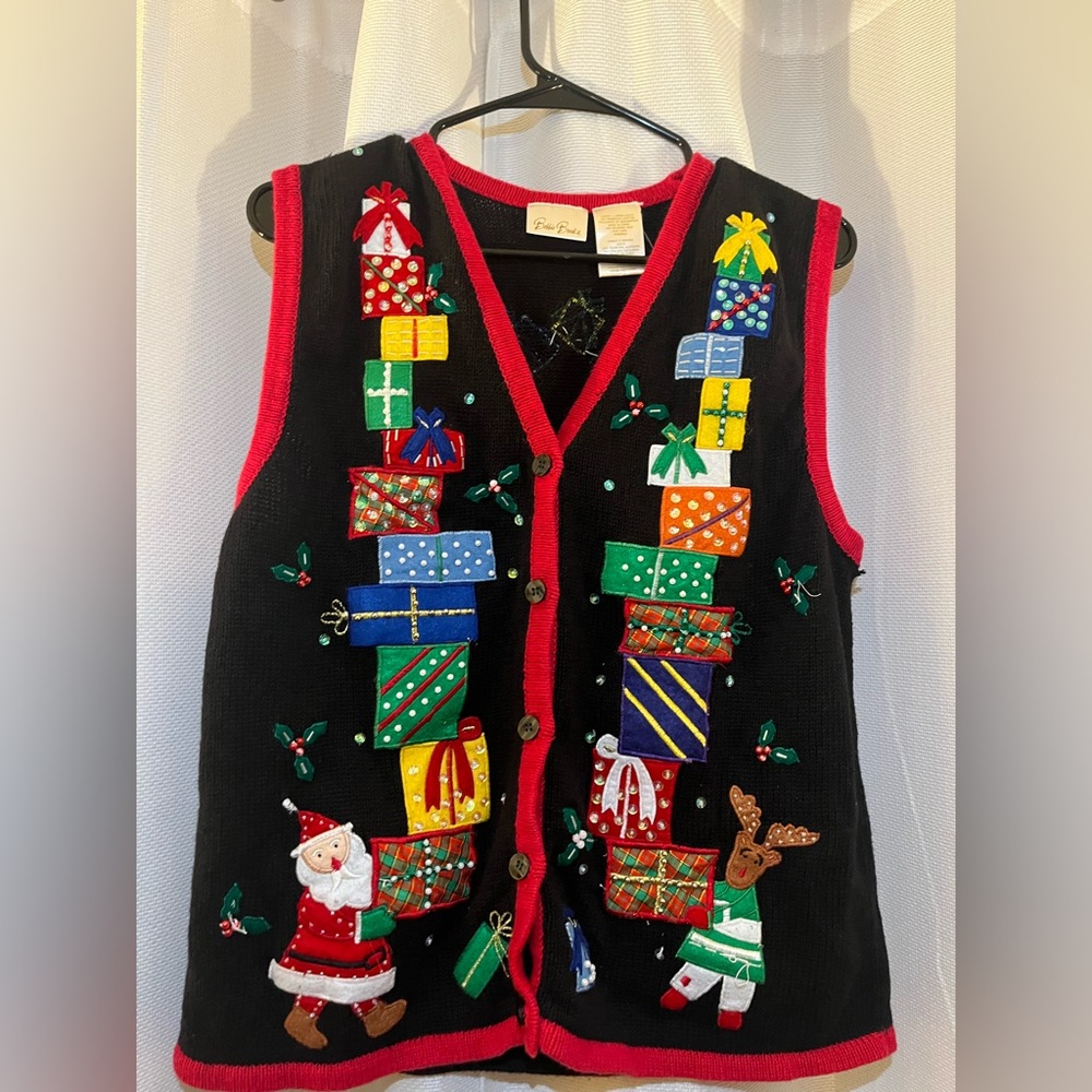 Bobbie Brooks Black Vest with Colorful Embroidery